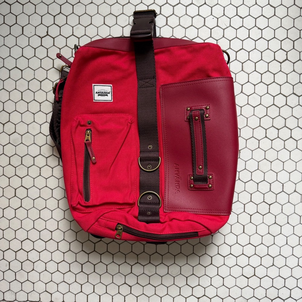 Anvanda Great Freaking Bag V1 Red Canvas Convertible Backpack Messenger Bag